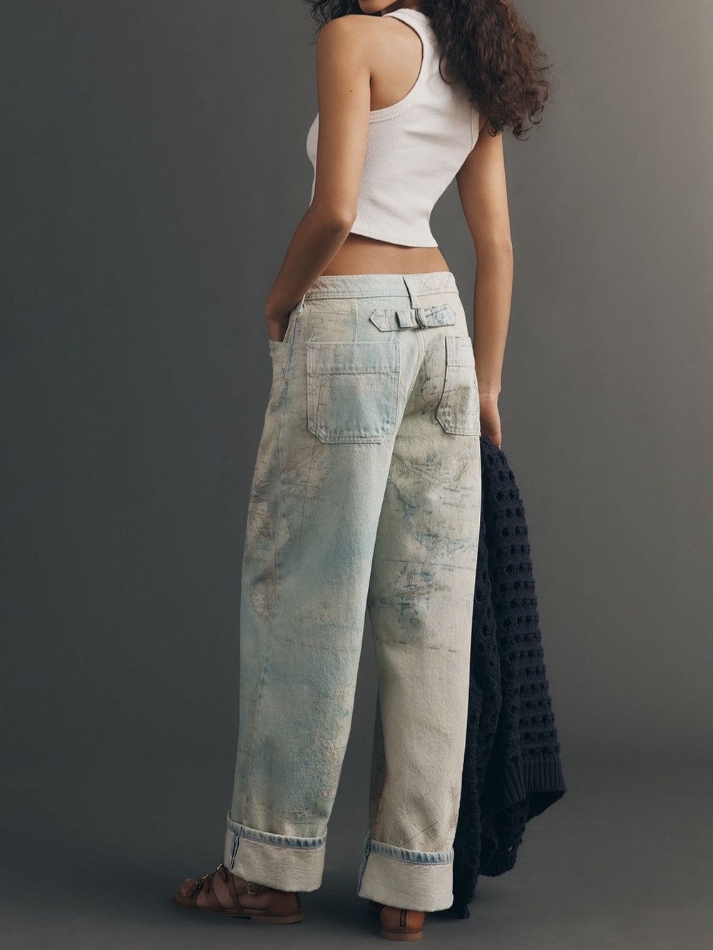 Pilcro High-Rise Slouch Wide-Leg Map Pattern Jeans - Picture 4 of 15